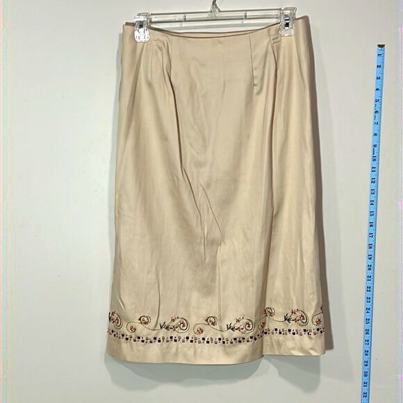 Beaded Khaki Skirt By Pursuits Ltd. Size 10. - Picture 4 of 7